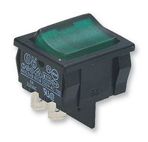 ARCOLECTRIC / BULGIN LIMITED H8653VBNAD Rocker Switch, Off-On, DPST, Illuminated, Panel Mount, Green, 8600 Series