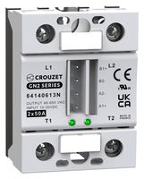 CROUZET 84140613N Solid State Relay, 50 A, 660 VAC, Panel Mount, Screw, Zero Crossing