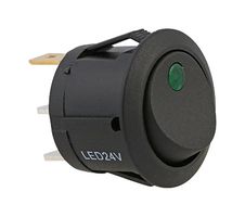 MULTICOMP PRO MP-RR041 Rocker Switch, Round, On-Off, SPST, LED Illuminated, Panel, Snap-In, Green Dot, 12VDC to 24VDC