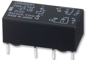 OMRON ELECTRONIC COMPONENTS G6A-274P-ST-US DC12 Signal Relay, 12 VDC, DPDT, 2 A, G6A Series, Through Hole, Non Latching