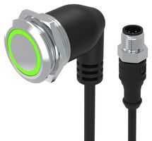 EAO 82-665G.1134 Vandal Resistant Switch, Ring Illuminated, 24V LED, 82 Series, 22 mm, SPDT, Momentary