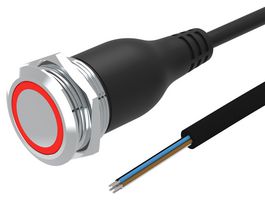 EAO 82-6655.1114 Vandal Resistant Switch, Ring Illuminated, 24V LED, 82 Series, 22 mm, SPDT, Momentary
