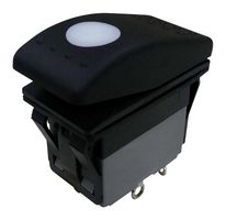 MULTICOMP PRO MPX5-264FNN-1ABD-3KN-S Rocker Switch, 12VDC LED, IP67, (On)-Off-(On), DPDT, Illuminated, Panel, Snap-In, Black