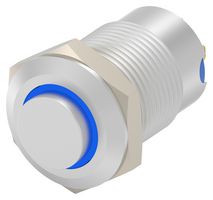 TE CONNECTIVITY - ALCOSWITCH AV1210E712R04 Vandal Resistant Switch, 12V LED, AV12 Series, 12 mm, SPST-NO-DM, Momentary, Round Raised, Natural