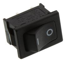 E-SWITCH RA1113112R Rocker Switch, Curved, IP54, Off-On, SPST, Non Illuminated, Panel, Snap-In, Black, RA1 Series