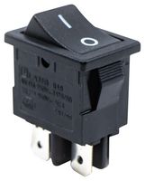 E-SWITCH RA812C1121 Rocker Switch, IP54, Off-On, DPST, Non Illuminated, Panel, Snap-In, Black, RA8 Series