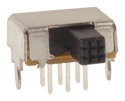 E-SWITCH EG2208 Slide Switch, Subminiature, DPDT, Through Hole, EG Series, 200 mA