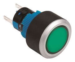 MULTICOMP PRO MPAB-PB-1076 LED Panel Mount Indicator, Round, Pin Terminals, Green, 24 V, 22 mm, 6 mA, IP65