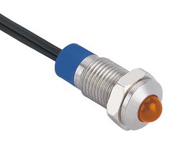 MULTICOMP PRO MPAB-AV-0804 LED Panel Mount Indicator, 150mm Wire Lead Terminals, Orange, 24 V, 8 mm, 5 mA, IP67