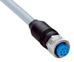 SICK YF2A28-150VA6XLEAX Sensor Cable, A Coded, Grey, M12 Receptacle, Free End, 8 Positions, 15 m, 49.2 ft