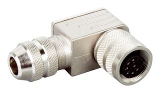 SICK DOS-1608-WA Sensor Connector, M16, Female, 8 Positions, Solder Socket, Right Angle Cable Mount