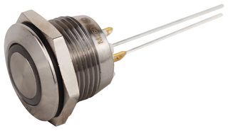 MULTICOMP PRO MPF12S1-1213BFS002 Vandal Resistant Switch, 12V LED, MPF Series, 16 mm, SPST-NO, Momentary, Round Flush, Natural