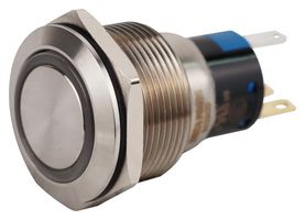 MULTICOMP PRO MPF34S1-12G34GFS002 Vandal Resistant Switch, 24V LED, MPF Series, 22 mm, SPST-NO, SPST-NC, Momentary, Round Flush