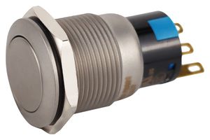 MULTICOMP PRO MPF24S1-22G30NFP000 Vandal Resistant Switch, MPF Series, 19 mm, SPST-NO, SPST-NC, Maintained, Round Flush, Natural
