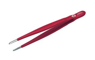 CK TOOLS T2308A Tweezer, Universal, Precision, Straight/Blunt Tip, 145mm OAL, 3.5mm Tip, PVC Coated, Carbon Steel