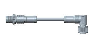 AMPHENOL LTW M12A05ML-12AFR-SDA05 Sensor Cable, A Code, Black, M12 Plug, 90° M12 Receptacle, 5 Positions, 500 mm, 19.6 ", M Series