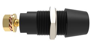 SCHUTZINGER 99023239 Banana Test Connector, 4mm Dia, Jack, Panel Mount, 32 A, 1 kV, Gold Plated Contacts, Black