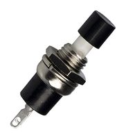 E-SWITCH PS1024ABLK Pushbutton Switch, PS1024 Series, 7.2 mm, SPST-NO-DM, Off-(On), Round, Black
