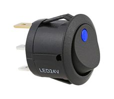 MULTICOMP PRO MP-RR044 Rocker Switch, 12/24V Blue Dot LED, On-Off, SPST-NO, Illuminated, Panel, Snap-In