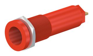 STAUBLI 66.9427-22 Banana Test Connector, 30 VAC, Jack, Panel Mount, 10 A, 1 kV, Gold Plated Contacts, Red