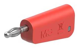 STAUBLI 64.1044-22 Banana Test Connector, 4 mm, Plug, Cable Mount, 32 A, 60 VDC, Nickel Plated Contacts, Red