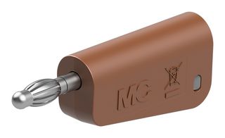 STAUBLI 64.1040-27 Banana Test Connector, 4 mm, Plug, Cable Mount, 19 A, 60 VDC, Nickel Plated Contacts, Brown