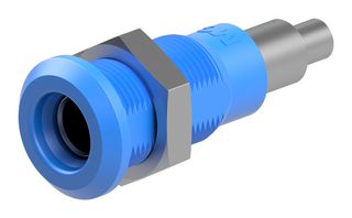 STAUBLI 64.3042-23 Banana Test Connector, 4 mm, Socket, Panel Mount, 25 A, 60 VDC, Nickel Plated Contacts, Blue