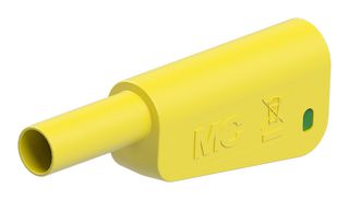 STAUBLI 66.2019-20 Banana Test Connector, 4mm, Plug, Cable Mount, 19 A, 1 kV, Gold Plated Contacts, Green, Yellow