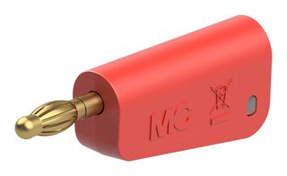 STAUBLI 64.1045-22 Banana Test Connector, 4 mm, Plug, Cable Mount, 32 A, 60 VDC, Gold Plated Contacts, Red