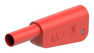 STAUBLI 66.2021-22 Banana Test Connector, 4mm, Plug, Cable Mount, 19 A, 1 kV, Gold Plated Contacts, Red