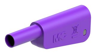 STAUBLI 66.2019-26 Banana Test Connector, 4mm, Plug, Cable Mount, 19 A, 1 kV, Gold Plated Contacts, Violet