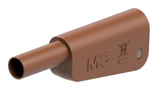 STAUBLI 66.2021-27 Banana Test Connector, 4mm, Plug, Cable Mount, 19 A, 1 kV, Gold Plated Contacts, Brown