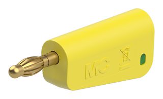 STAUBLI 64.1041-20 Banana Test Connector, 4 mm, Plug, Cable Mount, 19 A, 60 VDC, Gold Plated Contacts, Green, Yellow