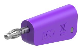 STAUBLI 64.1038-26 Banana Test Connector, 4 mm, Plug, Cable Mount, 19 A, 60 VDC, Nickel Plated Contacts, Violet