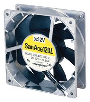 SANYO DENKI 9GL1224M101 DC Axial Fan, 24 V, Square, 120 mm, 38 mm, Ball Bearing, 74 CFM