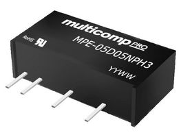 MULTICOMP PRO MPE-15D05NPH3 Isolated Through Hole DC/DC Converter, ITE & Industrial, SIP, 1 W, 2 Output, 5 V