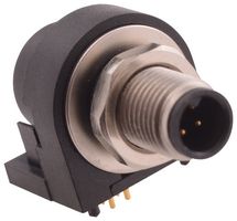 NORCOMP 853-004-113R001 Sensor Connector, VULCON M5 Series, M5, Male, 4 Positions, PCB Pin, Right Angle Panel Mount