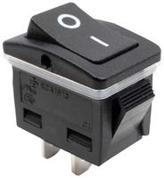 E-SWITCH RCA1913F1ABLKBLKWHT3 Rocker Switch, IP68, I/O Vertical, On-Off, SPST-NO, Non Illuminated, Panel, Snap-In, Black