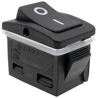 E-SWITCH RCA1913S1ABLKBLKWHT3 Rocker Switch, IP68, I/O Vertical, On-Off, SPST-NO, Non Illuminated, Panel, Snap-In, Black