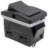 E-SWITCH RCA1913S2ABLKBLKNN Rocker Switch, IP68, On-On, SPST-NO, Non Illuminated, Panel, Snap-In, Black, RCA1913 Series