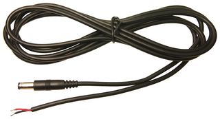 CLIFF ELECTRONIC COMPONENTS FC592105 Barrel Power Cord, PVC, 2.1mm DC Power Plug to Free End, 19.69 ", 500 mm, Black