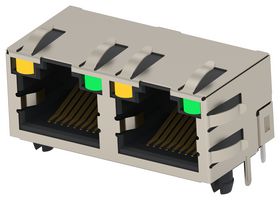 TE CONNECTIVITY 2496701-2 Modular Connector, RJ45 Jack, 1 x 2 (Ganged), 8P8C, Cat5e, Through Hole