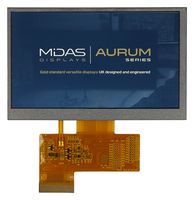 MIDAS DISPLAYS MVT-R043000 TFT LCD, 3.3 V, 4.3 ", 800 x 480 Pixels, Landscape, RGB, 0.99V