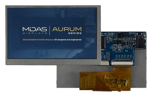 MIDAS DISPLAYS MVT-H043000 TFT LCD, 5 to 12 V, 4.3 ", 800 x 480 Pixels, Landscape, RGB, 3.3V