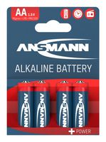 ANSMANN 5015563 Battery, 1.5 V, AA, Alkaline Manganese Dioxide, 2.8 Ah, Raised Positive and Flat Negative, 4
