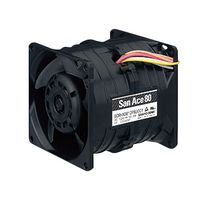 SANYO DENKI 9CRHA0848P8J001 DC Axial Fan, 48 V, Square, 80 mm, 80 mm, Precision Ball Bearing, 199 CFM