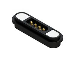 EDAC MPM-VA0-104-2R02-A00 Magnetic Connector, POGO Rectangular, 4 Contacts, Plug, Vertical, 2.2 mm, 3 A, Black