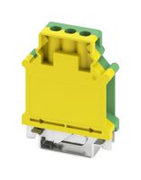PHOENIX CONTACT 443023 DIN Rail Mount Terminal Block, Green/Yellow, 2 Ways, 12 AWG, 4 AWG, 25 mm², Screw