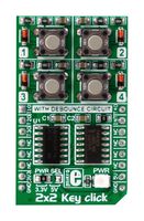 MIKROELEKTRONIKA MIKROE-2152 Add-On Board, 2x2 Key Click, MikroE MikroBUS Compatible Development Boards