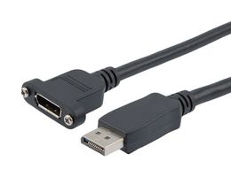 L-COM DP20P-MFP-BLK-05M Audio / Video Cable Assembly, DisplayPort Plug, DisplayPort Socket Panel Mount, 19.68 ", 500 mm